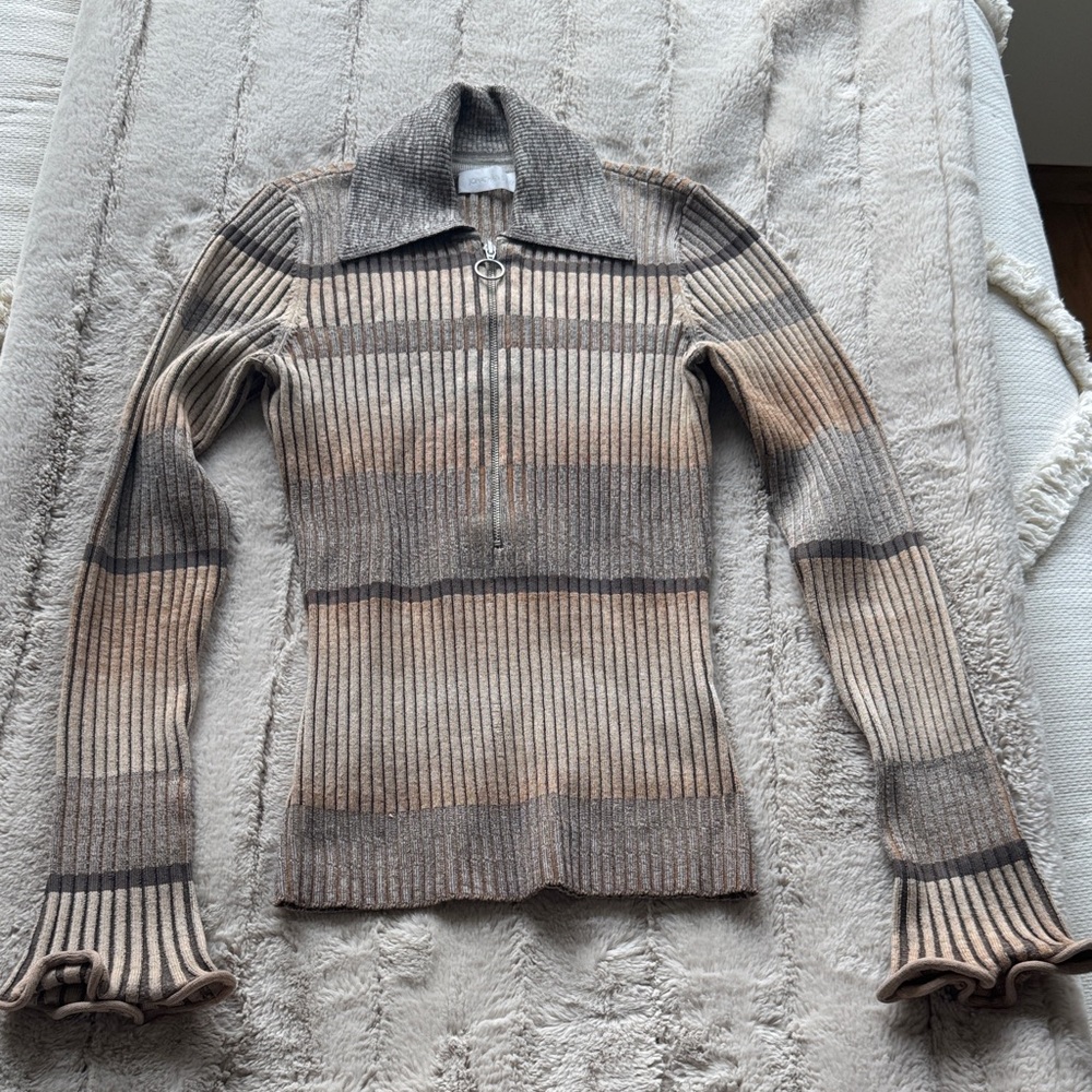 Jonathan Simkhai Beige and Brown Striped Knit